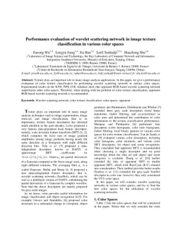 Performance evaluation of wavelet scattering network in image texture
  classification in various color spaces