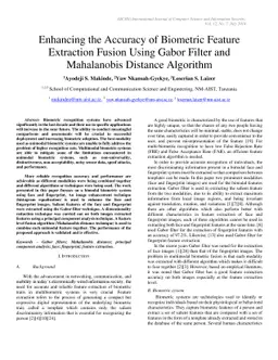 Enhancing the Accuracy of Biometric Feature Extraction Fusion Using
  Gabor Filter and Mahalanobis Distance Algorithm