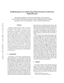 Stabilizing Sparse Cox Model using Clinical Structures in Electronic
  Medical Records