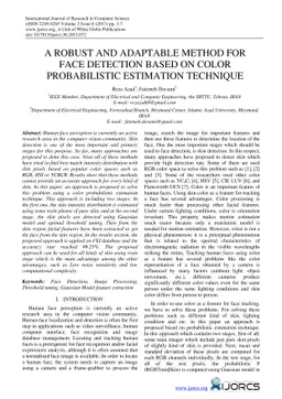 A robust and adaptable method for face detection based on Color
  Probabilistic Estimation Technique