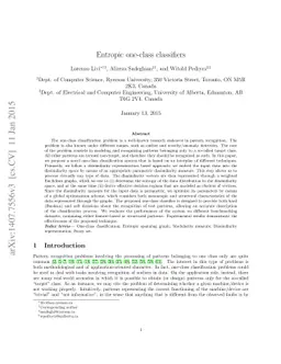 Entropic one-class classifiers