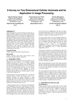 A Survey on Two Dimensional Cellular Automata and Its Application in
  Image Processing