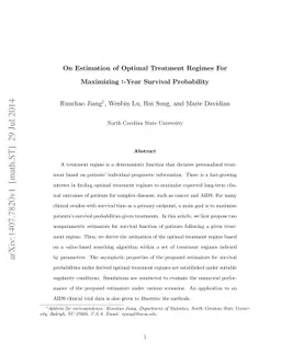 On Estimation of Optimal Treatment Regimes For Maximizing t-Year
  Survival Probability