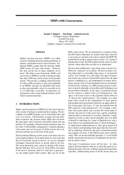 MDPs with Unawareness