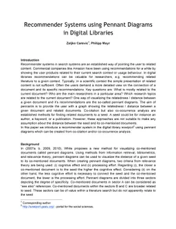 Recommender Systems using Pennant Diagrams in Digital Libraries