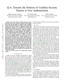 Q-A: Towards the Solution of Usability-Security Tension in User
  Authentication