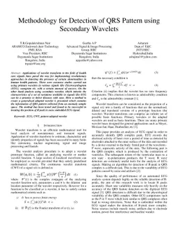 Methodology For Detection of QRS Pattern Using Secondary Wavelets