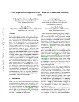 FlashGraph: Processing Billion-Node Graphs on an Array of Commodity SSDs