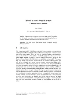 Hidden in snow, revealed in thaw: Cold boot attacks revisited