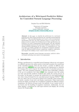 Architecture of a Web-based Predictive Editor for Controlled Natural
  Language Processing