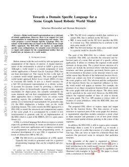 Towards a Domain Specific Language for a Scene Graph based Robotic World
  Model