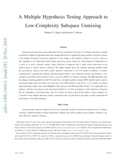 A Multiple Hypothesis Testing Approach to Low-Complexity Subspace
  Unmixing