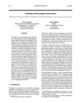 Updating with incomplete observations