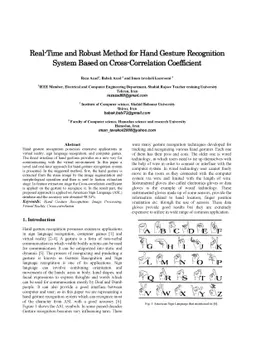 Real-Time and Robust Method for Hand Gesture Recognition System Based on
  Cross-Correlation Coefficient
