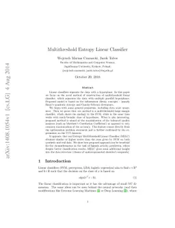 Multithreshold Entropy Linear Classifier