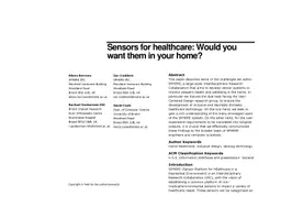Sensors for healthcare: Would you want them in your home?