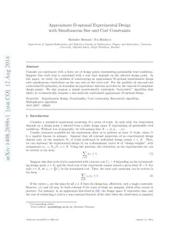 Approximate D-optimal Experimental Design with Simultaneous Size and
  Cost Constraints