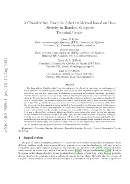 A Classifier-free Ensemble Selection Method based on Data Diversity in
  Random Subspaces