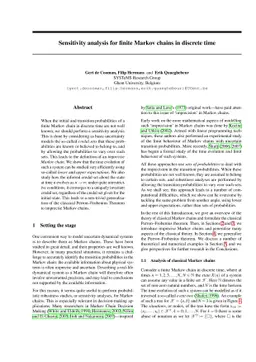 Sensitivity analysis for finite Markov chains in discrete time