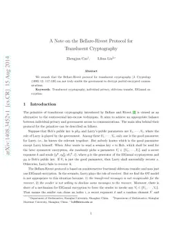 A Note on the Bellare-Rivest Protocol for Translucent Cryptography