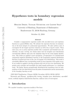 Hypotheses tests in boundary regression models