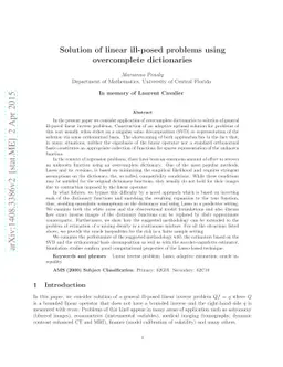 Solution of linear ill-posed problems using overcomplete dictionaries