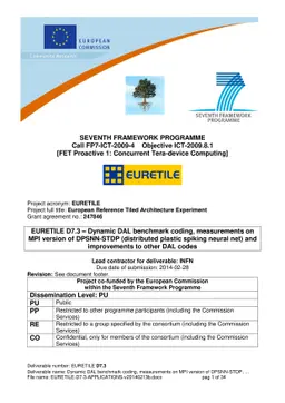 EURETILE D7.3 - Dynamic DAL benchmark coding, measurements on MPI
  version of DPSNN-STDP (distributed plastic spiking neural net) and
  improvements to other DAL codes
