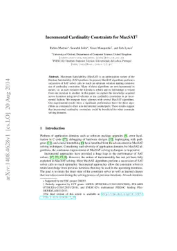 Incremental Cardinality Constraints for MaxSAT