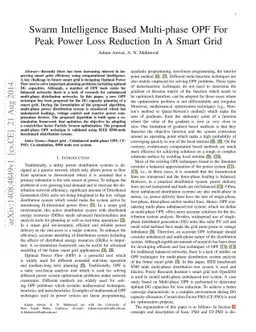 Swarm Intelligence Based Multi-phase OPF For Peak Power Loss Reduction
  In A Smart Grid
