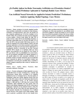 Can Artificial Neural Networks be Applied in Seismic Predicition?
  Preliminary Analysis Applying Radial Topology. Case: Mexico