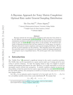 A Bayesian Approach for Noisy Matrix Completion: Optimal Rate under
  General Sampling Distribution