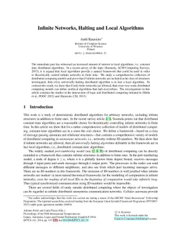 Infinite Networks, Halting and Local Algorithms