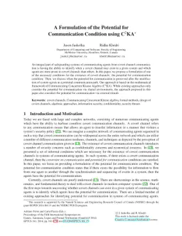 A Formulation of the Potential for Communication Condition using C2KA