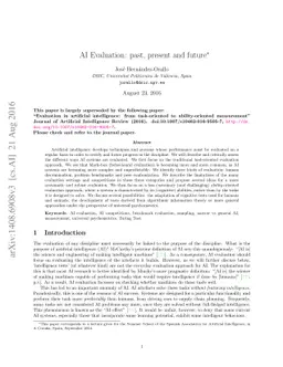 AI Evaluation: past, present and future