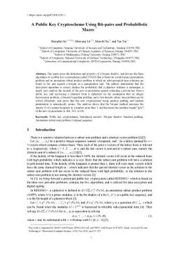 A Public Key Cryptoscheme Using Bit-pairs and Probabilistic Mazes