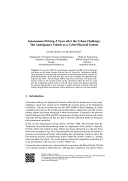 Autonomous Driving - 5 Years after the Urban Challenge: The Anticipatory
  Vehicle as a Cyber-Physical System