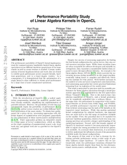 Performance Portability Study of Linear Algebra Kernels in OpenCL