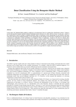 Data classification using the Dempster-Shafer method