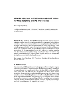 Feature Selection in Conditional Random Fields for Map Matching of GPS
  Trajectories