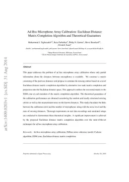 Ad Hoc Microphone Array Calibration: Euclidean Distance Matrix
  Completion Algorithm and Theoretical Guarantees