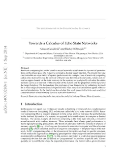 Towards a Calculus of Echo State Networks