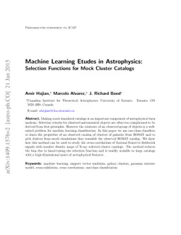Machine Learning Etudes in Astrophysics: Selection Functions for Mock
  Cluster Catalogs