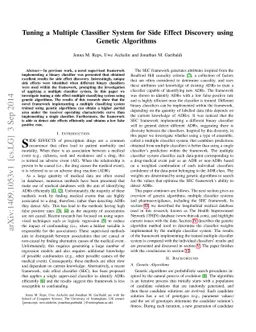 Tuning a Multiple Classifier System for Side Effect Discovery using
  Genetic Algorithms