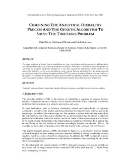 Combining the analytical hierarchy process and the genetic algorithm to
  solve the timetable problem