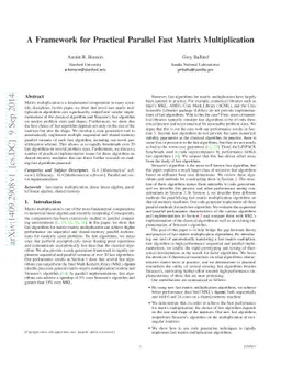 A Framework for Practical Parallel Fast Matrix Multiplication