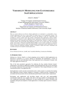 Variability Modeling for Customizable SaaS Applications