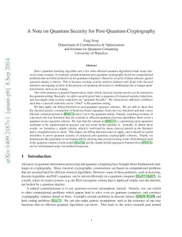 A Note on Quantum Security for Post-Quantum Cryptography