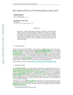 Recurrent Neural Network Regularization