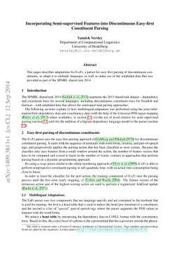 Incorporating Semi-supervised Features into Discontinuous Easy-First
  Constituent Parsing