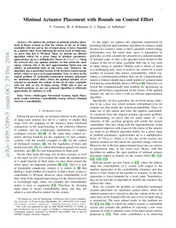 Minimal Actuator Placement with Bounds on Control Effort